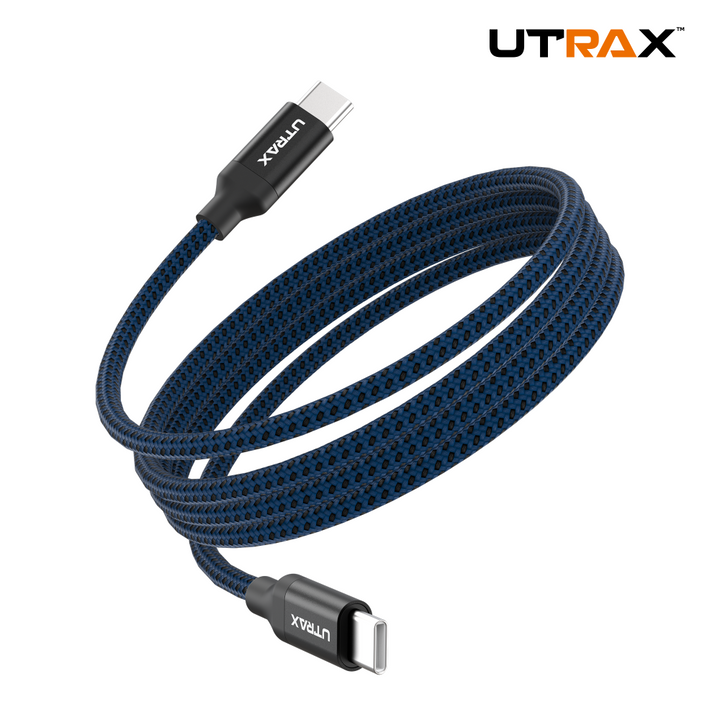 UTRAX Type-C to Type-C 100W Fast Charging Nylon Braided Cable – 1.5M - Blue