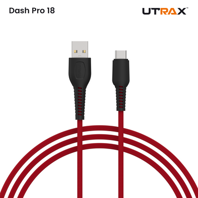 UTRAX Dash Pro 18 – 65W Braided USB-A to Type-C Cable (Red)