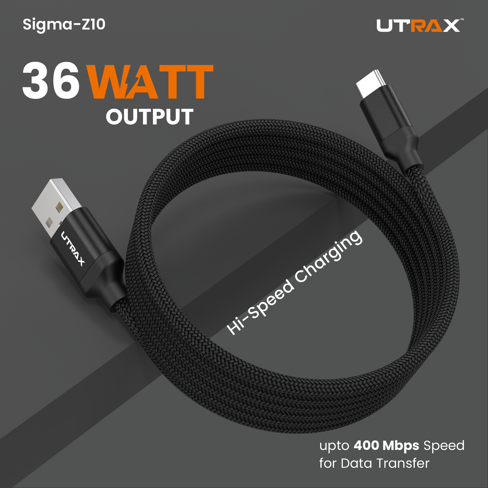 1.5M Nylon Braided USB to Type C 36W Fast & Sync Cable | Metal Heads