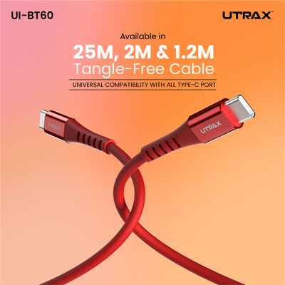 25 CM Type C to Type C TPE Cable with Metal Heads