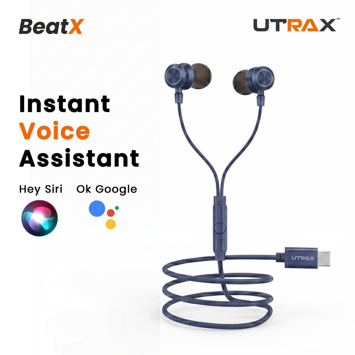 UTRAX BeatX Wired Earphones – Blue