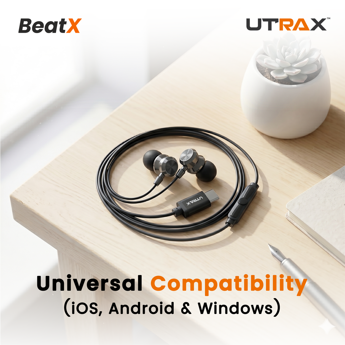 UTRAX BeatX Wired Earphones – Black