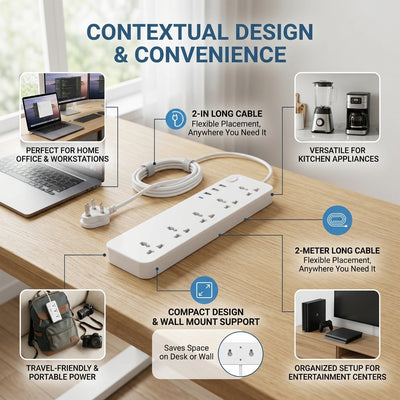 5-Socket Power Extender with Type-C PD & 3 USB Ports