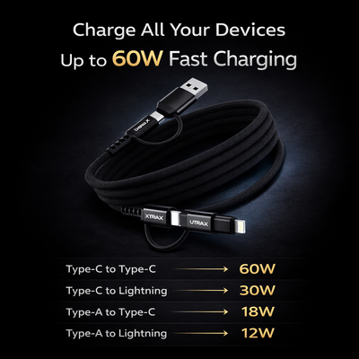 Utrax 60W 4in1 Fast Charge & Sync Cable - 1M