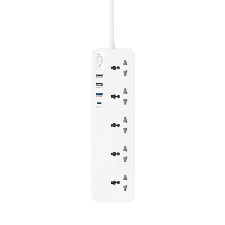 5-Socket Power Extender with Type-C PD & 3 USB Ports