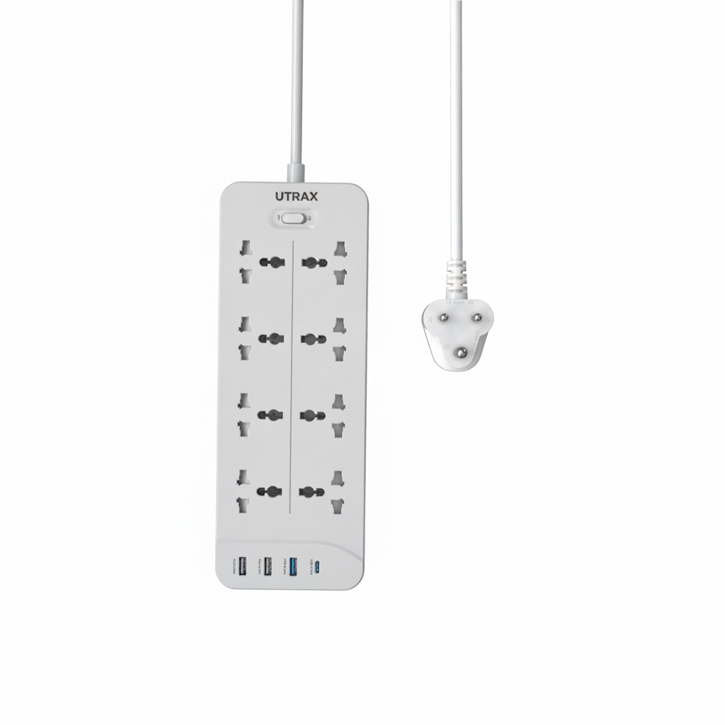 8-Socket Power Extender with Type-C PD & 3 USB Ports