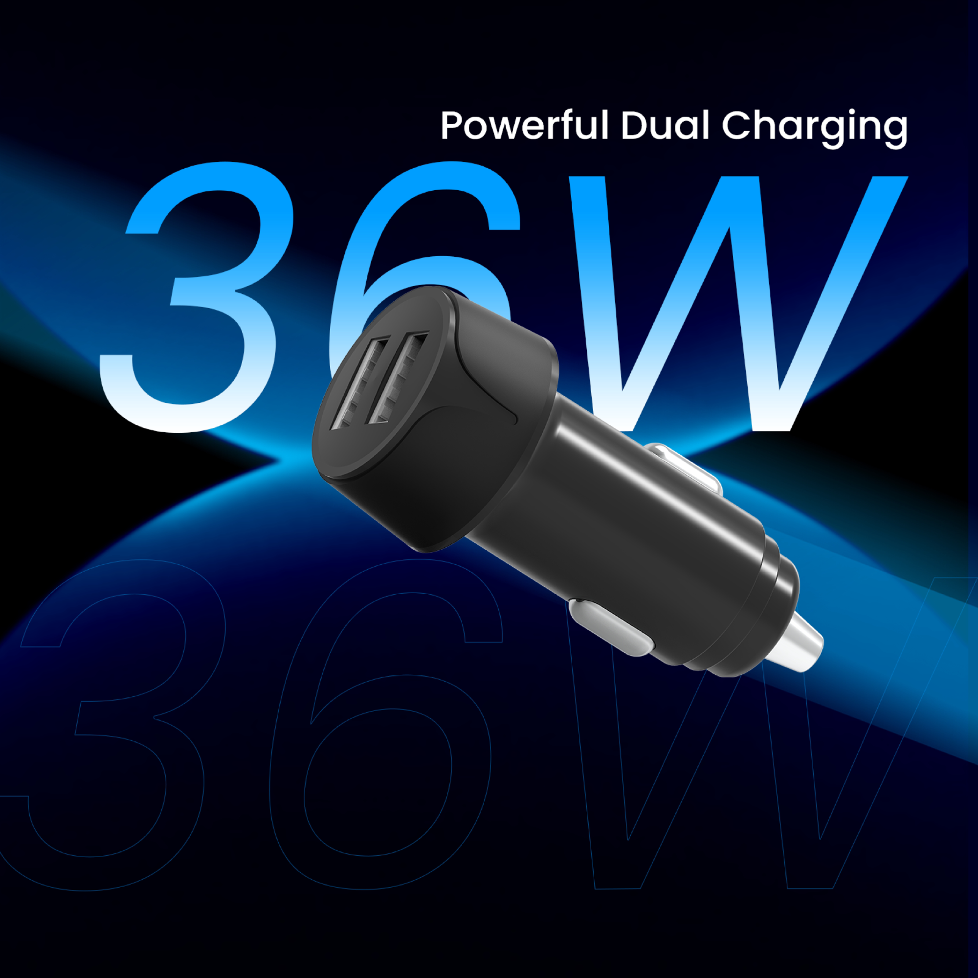 18W Dual USB Car Charger With USB to Type C Cable