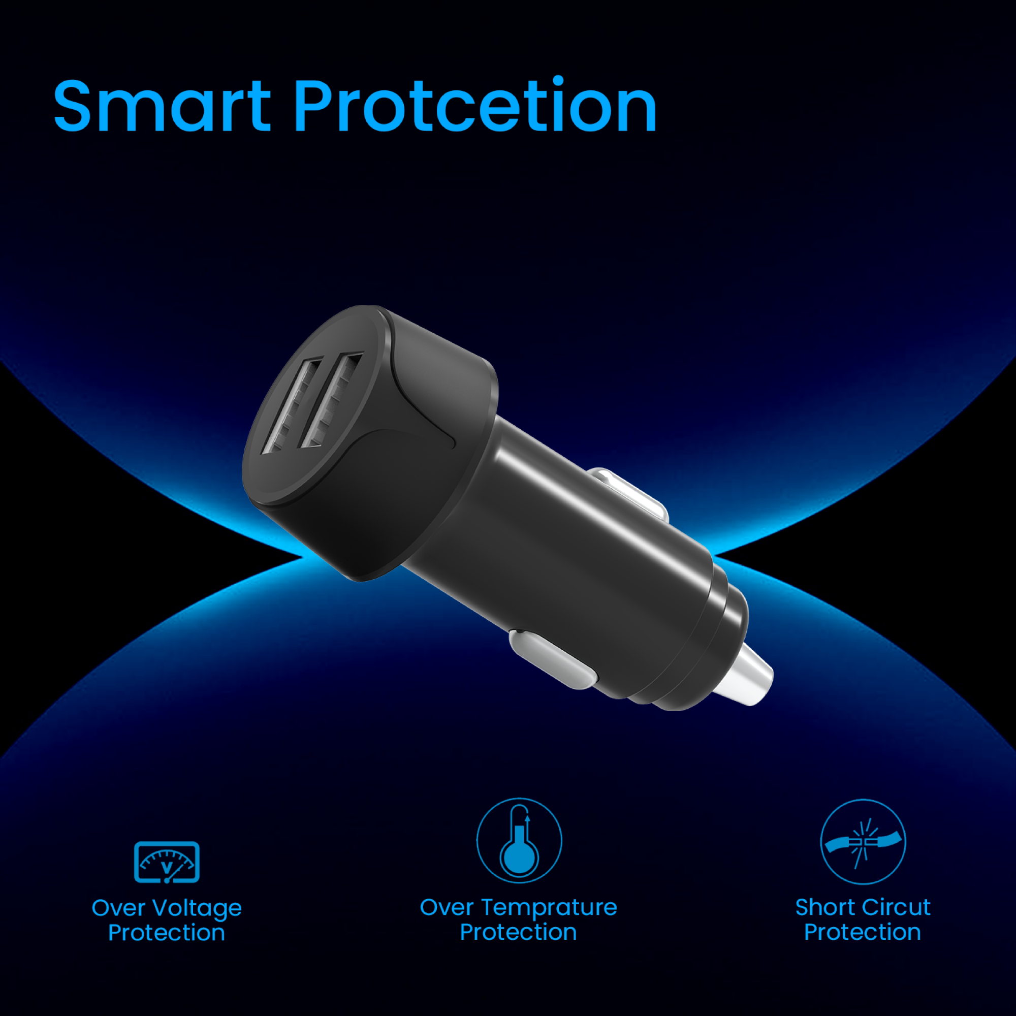 18W Dual USB Car Charger With USB to Type C Cable