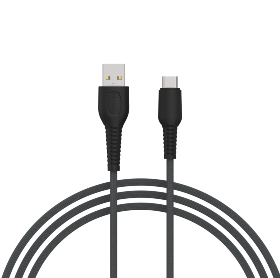UTRAX Dash Pro 18 – 65W Braided USB-A to Type-C Cable (Grey)