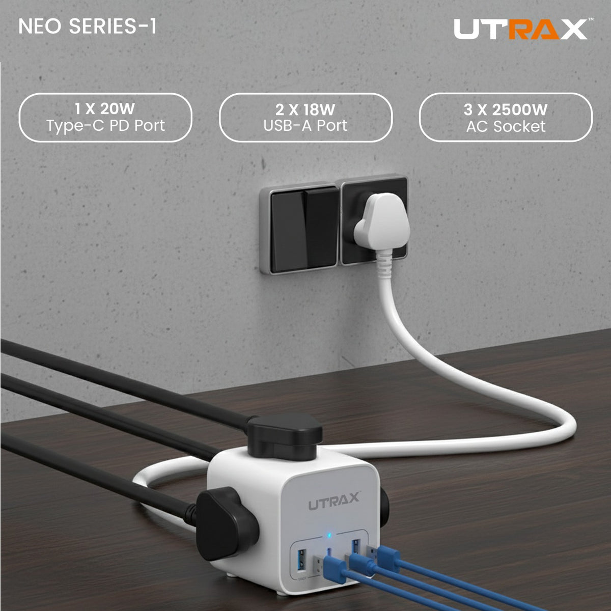 20W 6 in 1 Desktop Power Cube