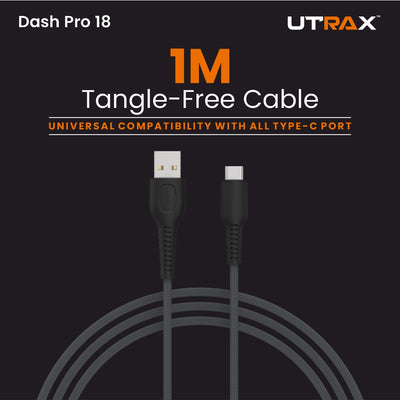 UTRAX Dash Pro 18 – 65W Braided USB-A to Type-C Cable (Green)