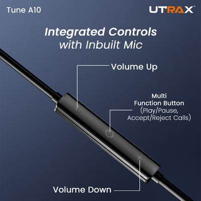 UTRAX Type-C Wired Earphones with mic, 1.2m anti-tangle cable and wide compatibility