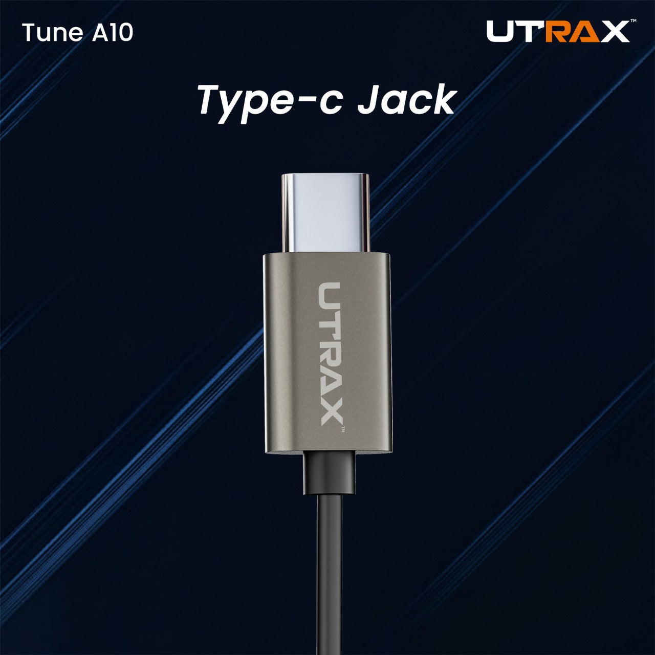 UTRAX Type-C Wired Earphones with mic, 1.2m anti-tangle cable and wide compatibility