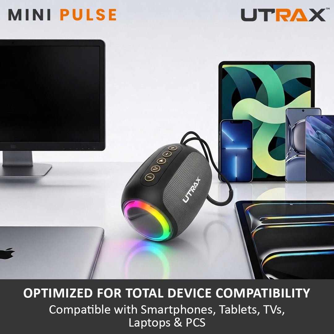 8W Premium Mini Pulse Portable Bluetooth Speaker With RGB Lights (New)