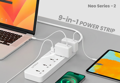 5-Socket Power Extender with Type-C PD & 3 USB Ports