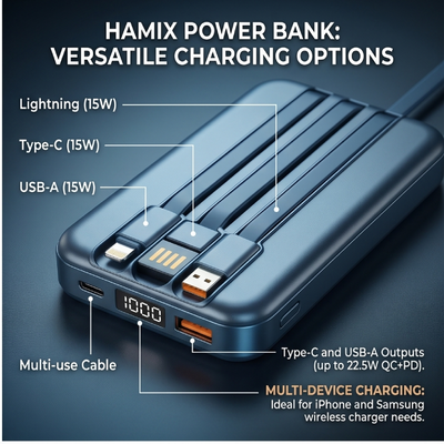 15W Magnetic 10000mAh Wireless Power Bank (Hamix)