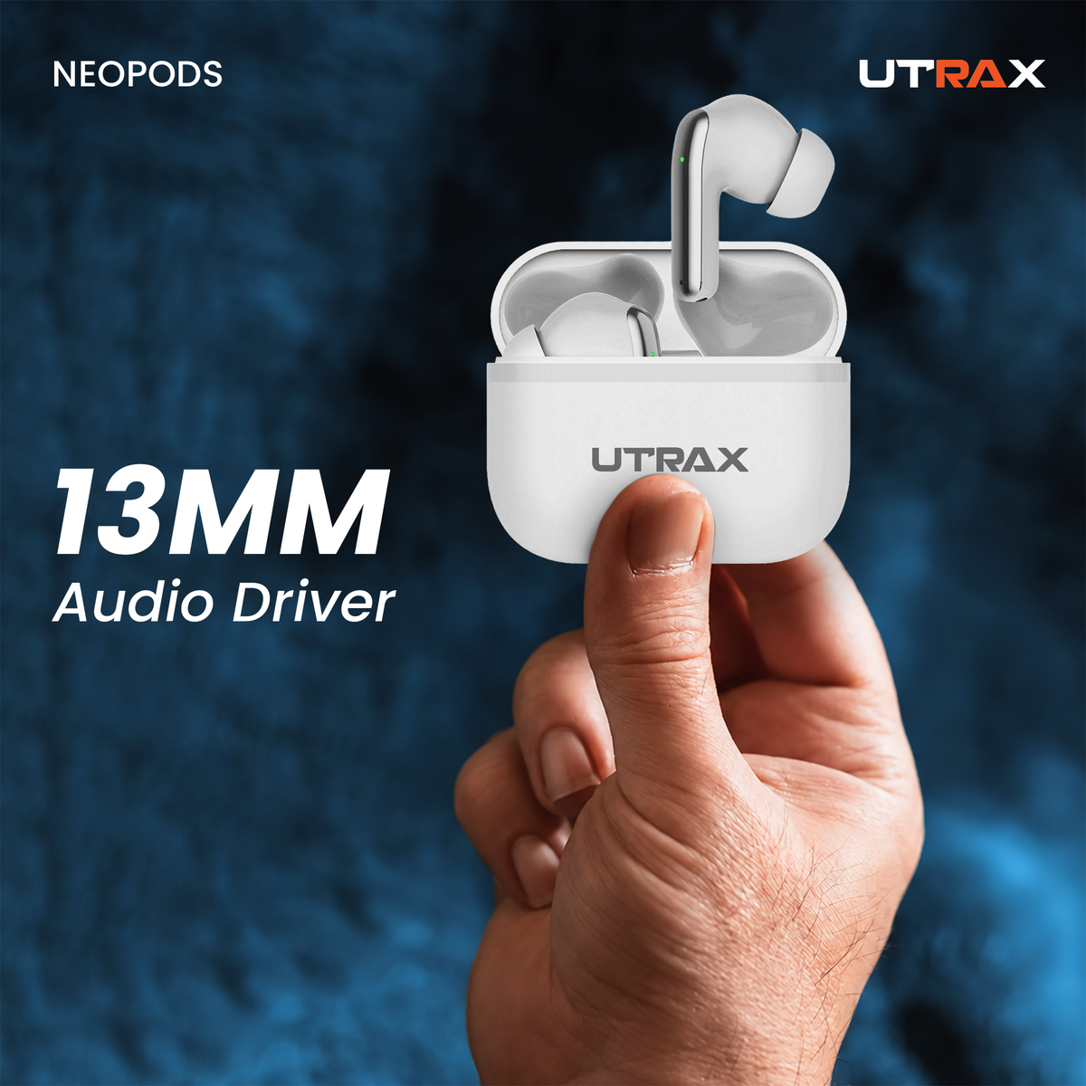 UTRAX NeoPods White True Wireless Earbuds Bluetooth 5.0 & Smart Touch
